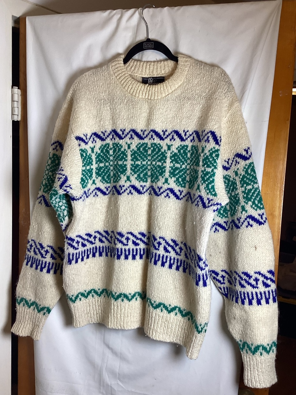Lobo Division of Pendleton 100% wool argyle crew neck sweater SZ L English Manor